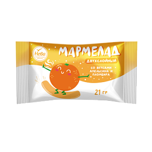 Мармелад двухслойный со вкусами апельсина и пломбира 21 г